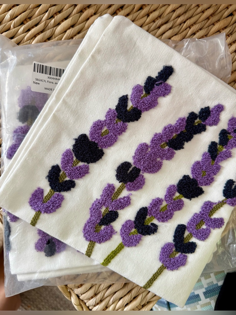 Embroidered Lavender Floral Pillow Covers 18x18 inches new